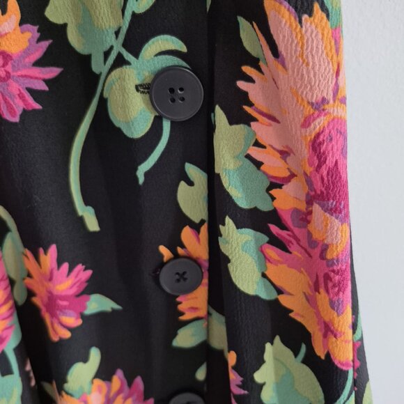 ZARA TRF Floral Mini Dress | Black with Pink & Orange Flowers | Size XS - Picture 4 of 13